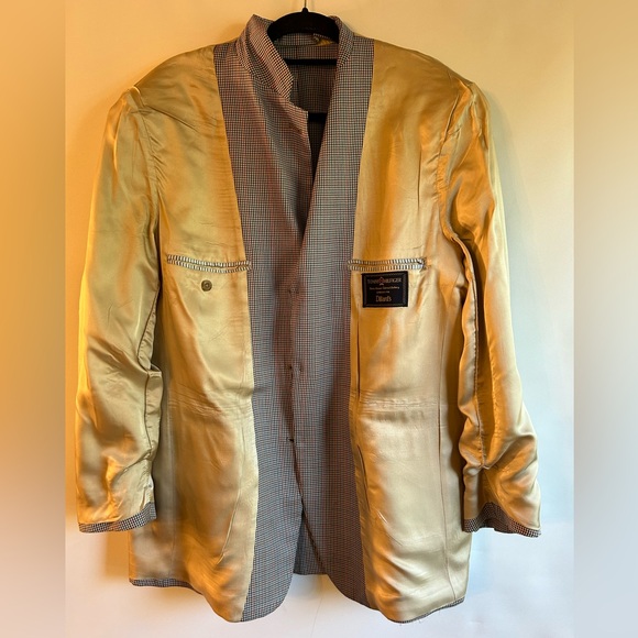 TOMMY HILFIGER MENS HOUNDSTOOTH WOOL AND SILK ACETATE LINING SPORT COAT SIZE 44R - Picture 8 of 9